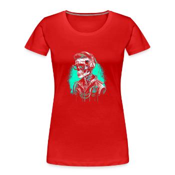 Cooles Skelett Portrait mit Sonnenbrille - Frauen Premium Bio T-Shirt - Navy - Vorne - Mia (176cm)