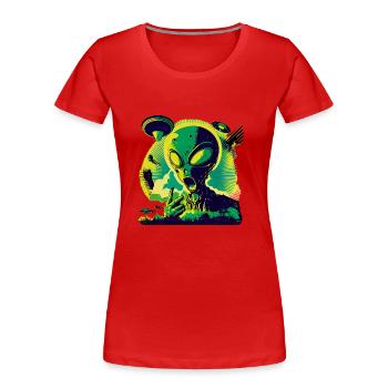 Pop Art Außerirdischer Alien Retro Style - Frauen Premium Bio T-Shirt - Navy - Vorne - Mia (176cm)