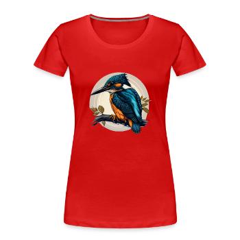 Comic / cartoon Eisvogel sitzt auf einem Ast - Frauen Premium Bio T-Shirt - Navy - Vorne - Mia (176cm)