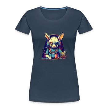 Cool bunny as DJ with broken sunglasses - Women's Premium Organic T-Shirt - navy - Front - Mia (176cm)