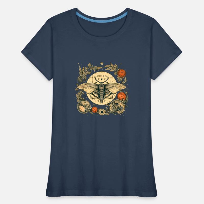 Mystical moth with magical herbarium and moons Women's Premium Organic T-Shirt