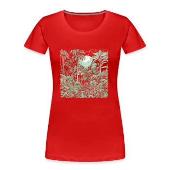 Jungle Motiv Hellgrün - Frauen Premium Bio T-Shirt - Navy - Vorne - Mia (176cm)