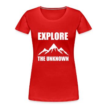 Explore the unknown - Hiking, Nature, Adventure - Women's Premium Organic T-Shirt - navy - Front - Mia (176cm)