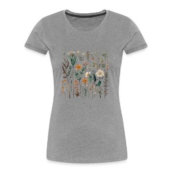 Wunderschönes Boho Blumen Herbarium Bouquet - Frauen Premium Bio T-Shirt - Navy - Vorne - Mia (176cm)
