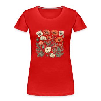 Wunderschönes Boho Mohn Herbarium Bouquet - Frauen Premium Bio T-Shirt - Navy - Vorne - Mia (176cm)