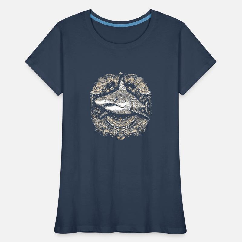 Cool trippy shark with boho/ethnic patterns Women's Premium Organic T-Shirt