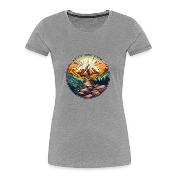 Outdoor Romantik - Sonne mit Bergpanorama - Frauen Premium Bio T-Shirt - Navy - Vorne - Mia (176cm)