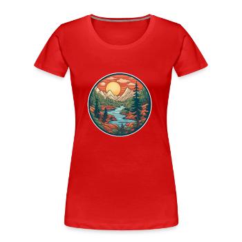 Cooles Wanderer Motiv - Wandern in den Bergen - Frauen Premium Bio T-Shirt - Navy - Vorne - Mia (176cm)