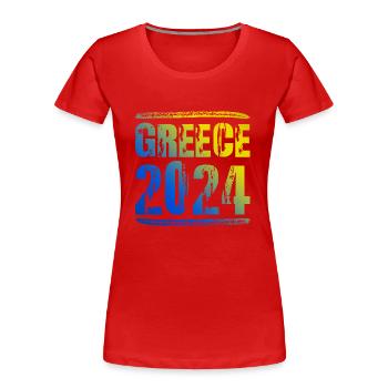 Greece 2024 Colorful Holiday - Women's Premium Organic T-Shirt - navy - Front - Mia (176cm)
