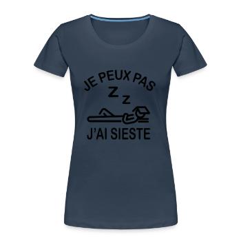 Je Peux Pas J'ai Sieste - T-shirt bio Premium Femme - bleu marine - Devant - Mia (176cm)