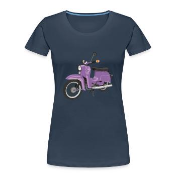 Schwalbe in Flieder - Frauen Premium Bio T-Shirt - Navy - Vorne - Mia (176cm)