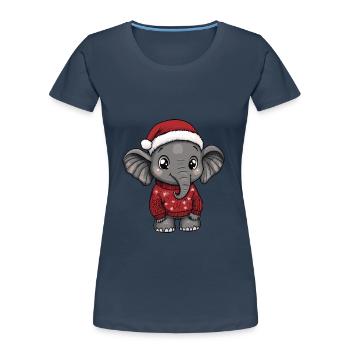 Bande dessinée de Noël éléphant - T-shirt bio Premium Femme - bleu marine - Devant - Mia (176cm)
