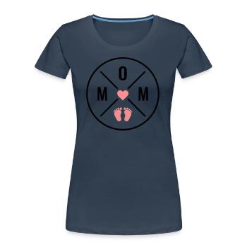 MOM Herz Baby Babyfüße Mutter Liebe Muttertag Mama - Frauen Premium Bio T-Shirt - Navy - Vorne - Mia (176cm)