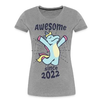Awesome Since 2022 - Kids Birthday Unicorn - Women's Premium Organic T-Shirt - navy - Front - Mia (176cm)