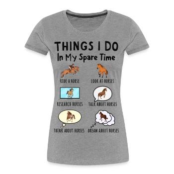 Was ich in meiner Freizeit mache: Alles über Pferd - Frauen Premium Bio T-Shirt - Navy - Vorne - Mia (176cm)