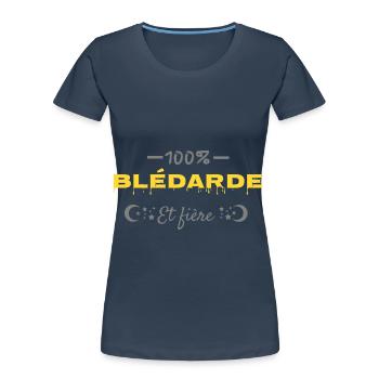 100% blédarde. - T-shirt bio Premium Femme - bleu marine - Devant - Mia (176cm)