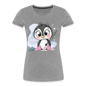 süßes Pinguin Mädchen - Frauen Premium Bio T-Shirt - Navy - Vorne - Mia (176cm)