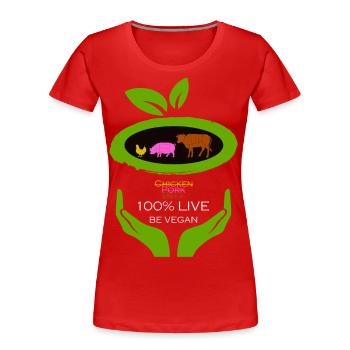 100% Live -Be Vegan - Frauen Premium Bio T-Shirt - Navy - Vorne - Mia (176cm)