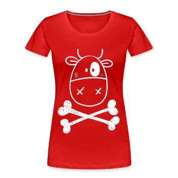 Pirat Kuh I Rind I Piratenflagge Comic Geschenk - Frauen Premium Bio T-Shirt - Navy - Vorne - Mia (176cm)