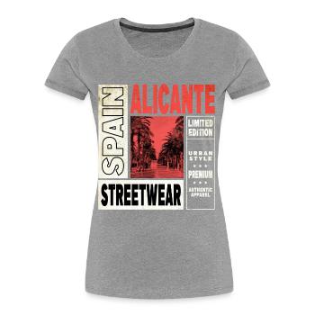 Alicante Espagne Ville Skyline Maison de Vacances Amour - T-shirt bio Premium Femme - bleu marine - Devant - Mia (176cm)