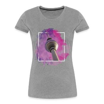 Berlin Germany City Skyline Splash Colorful - Women's Premium Organic T-Shirt - navy - Front - Mia (176cm)