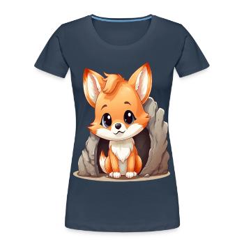Cute Kawaii Fox To Lover Anime And Manga - Women's Premium Organic T-Shirt - navy - Front - Mia (176cm)