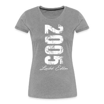 18e anniversaire 2005 Né 18 ans - T-shirt bio Premium Femme - bleu marine - Devant - Mia (176cm)