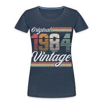 1984 Année de naissance 40e anniversaire Millésime - T-shirt bio Premium Femme - bleu marine - Devant - Mia (176cm)