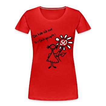 Geburtstag Birthday 50. - Strichmännchen Blume - Frauen Premium Bio T-Shirt - Navy - Vorne - Mia (176cm)