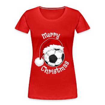 Footballeurs Noël design football chapeau de Noël - T-shirt bio Premium Femme - bleu marine - Devant - Mia (176cm)