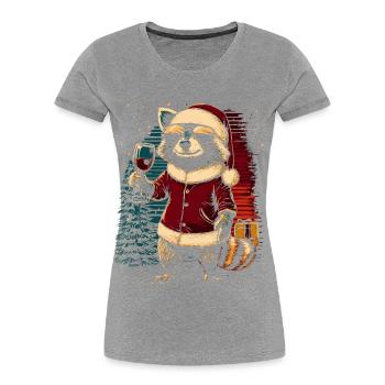 Vin de Noël raton laveur - T-shirt bio Premium Femme - bleu marine - Devant - Mia (176cm)