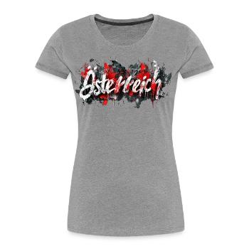 Austria / Lettering with splashes of colour - Women's Premium Organic T-Shirt - navy - Front - Mia (176cm)