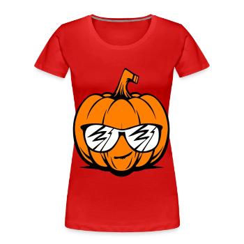 Citrouille d’Halloween drôle - T-shirt bio Premium Femme - bleu marine - Devant - Mia (176cm)