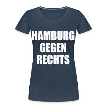 hamburg gegen rechts - Frauen Premium Bio T-Shirt - Navy - Vorne - Mia (176cm)