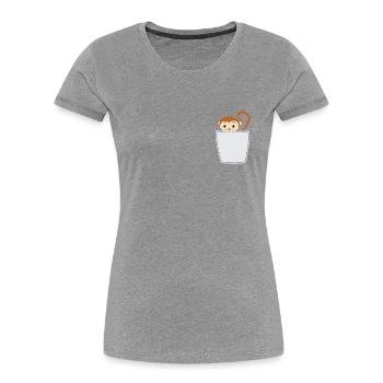 Monkey in breast pocket Monkey in bag - Women's Premium Organic T-Shirt - navy - Front - Mia (176cm)