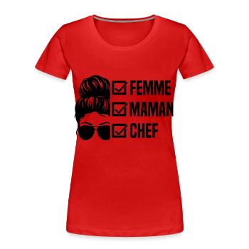 Femme maman chef idée cadeau pour la fête des mère - T-shirt bio Premium Femme - bleu marine - Devant - Mia (176cm)
