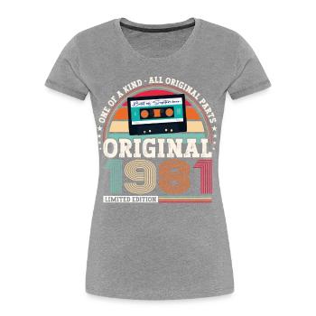 Septembre Né 1981 41ème anniversaire Cadeau - T-shirt bio Premium Femme - bleu marine - Devant - Mia (176cm)