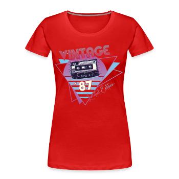 Vintage 1987 Cadeau d’anniversaire Cassette Rétro - T-shirt bio Premium Femme - bleu marine - Devant - Mia (176cm)