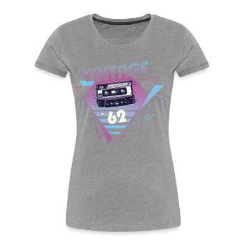 Vintage 1962 Cadeau d’anniversaire Cassette Rétro - T-shirt bio Premium Femme - bleu marine - Devant - Mia (176cm)