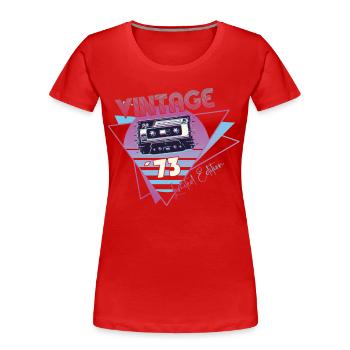 Vintage 1973 Cadeau d’anniversaire Cassette Rétro - T-shirt bio Premium Femme - bleu marine - Devant - Mia (176cm)