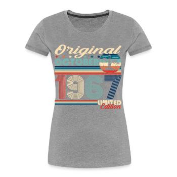 October Born 1967 55th Birthday Gift - Women's Premium Organic T-Shirt - navy - Front - Mia (176cm)