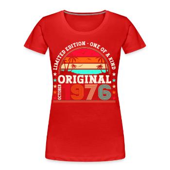Original October 1976 46th Birthday Gift Cool - Women's Premium Organic T-Shirt - navy - Front - Mia (176cm)