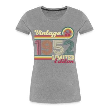 Cadeau original vintage 1952 70ème anniversaire - T-shirt bio Premium Femme - bleu marine - Devant - Mia (176cm)
