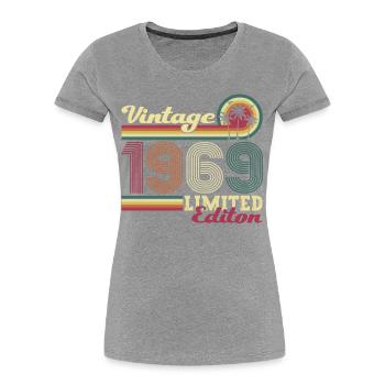 Cadeau original vintage 1969 53ème anniversaire - T-shirt bio Premium Femme - bleu marine - Devant - Mia (176cm)