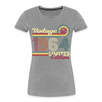 Cadeau original vintage 1964 58ème anniversaire - T-shirt bio Premium Femme - bleu marine - Devant - Mia (176cm)