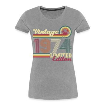 Original vintage 1974 cadeau de 48ème anniversaire - T-shirt bio Premium Femme - bleu marine - Devant - Mia (176cm)