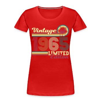 Cadeau original vintage 1965 57ème anniversaire - T-shirt bio Premium Femme - bleu marine - Devant - Mia (176cm)