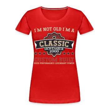 Classic novembre 2000 - Cadeau du 22e anniversaire - T-shirt bio Premium Femme - bleu marine - Devant - Mia (176cm)