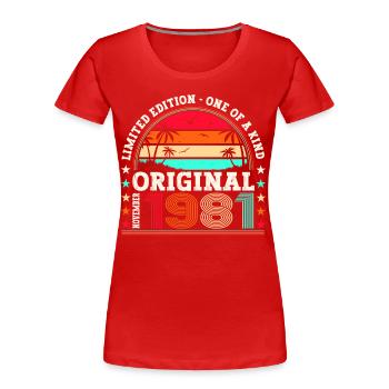 Original November 1981 41st birthday gift - Women's Premium Organic T-Shirt - navy - Front - Mia (176cm)