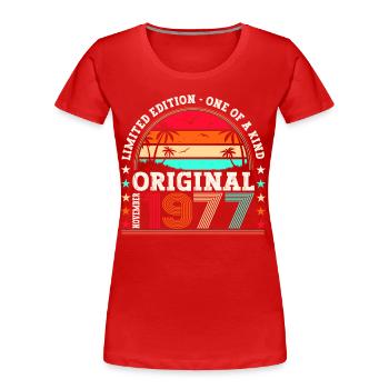 Original novembre 1977 Cadeau du 45e anniversaire - T-shirt bio Premium Femme - bleu marine - Devant - Mia (176cm)
